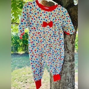 Vintage baby Nursery Rhyme red floral romper holiday infant floral girls 12 m
